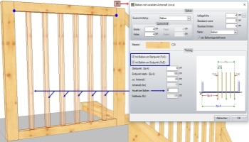 Freie Gestaltungswerkzeuge zum Erstellen von z. B. zusätzlicher Stützen und Geländer
